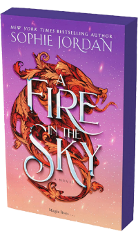 Sophie Jordan's A Fire in the Sky paperback with sprayed edges