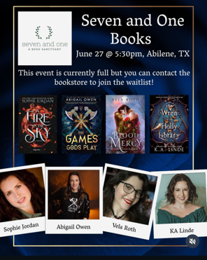 sophie jordan book signing at seven and one books